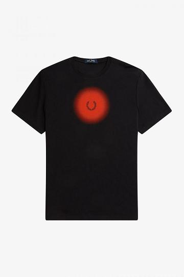 Black Fred Perry Ombre Graphic Men's T Shirts | PH 1731QMAZ